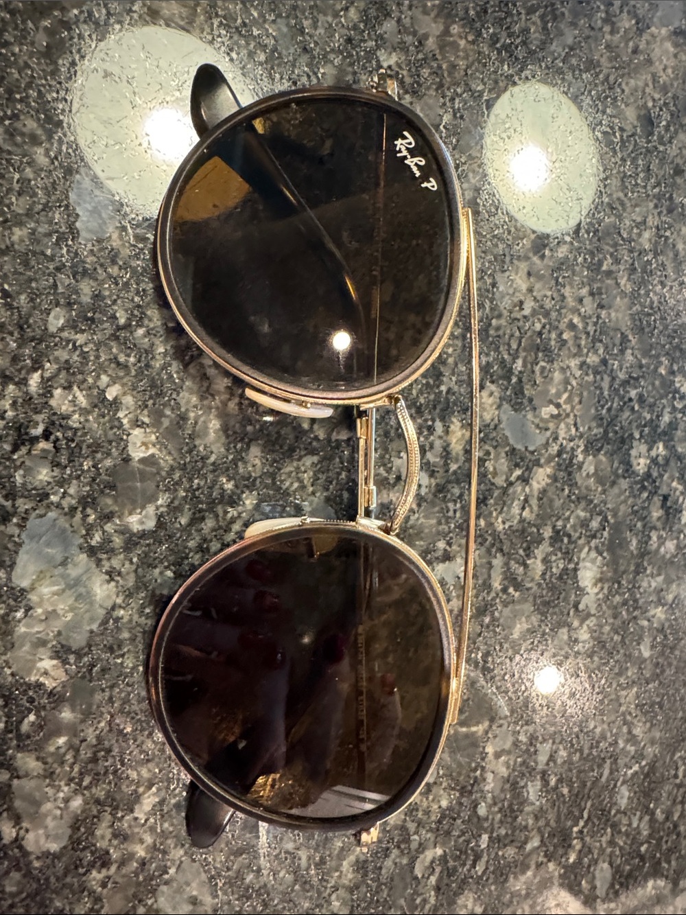 Ray-Ban Round Metal Sunglasses Brown and Gold